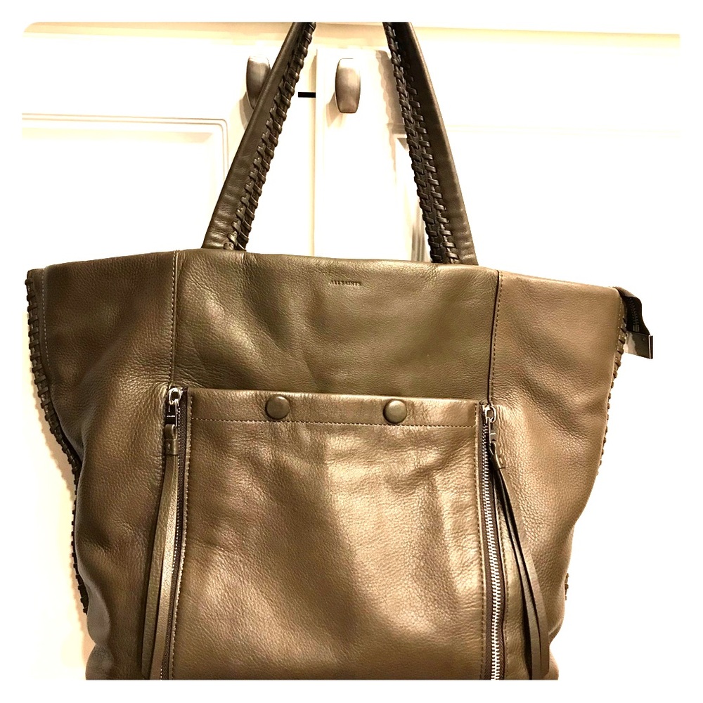 AllSaints Fleur De Lis East/West Leather Tote